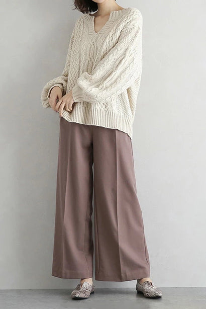 Knitted Twist Lantern Casual Wear Sweater