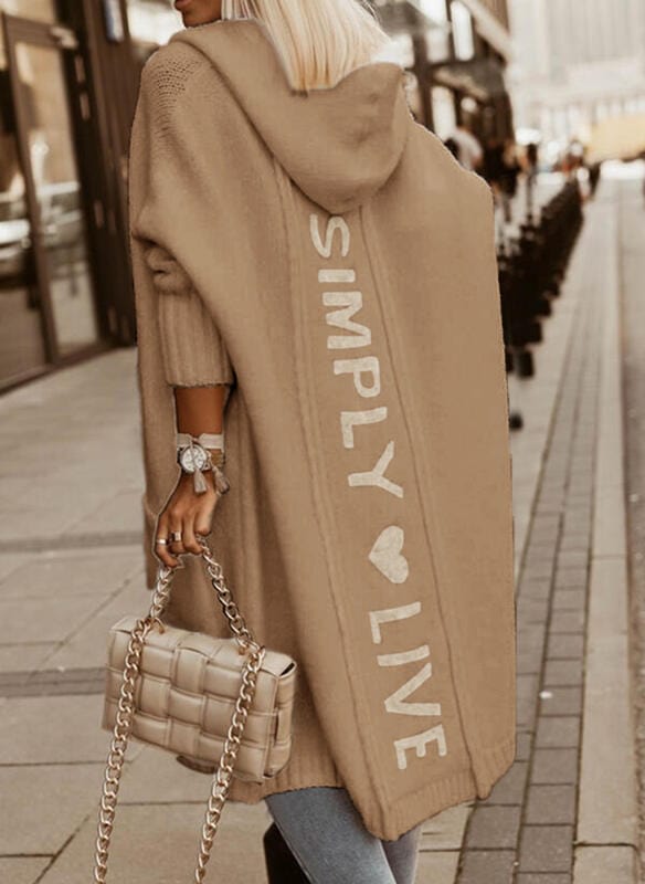 Hooded Loose Long Cardigan With Pockets