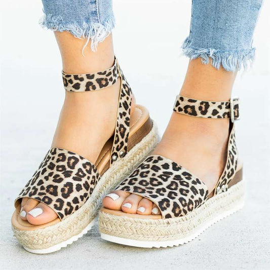 Jute Platform Open Toe Espadrille Sandals