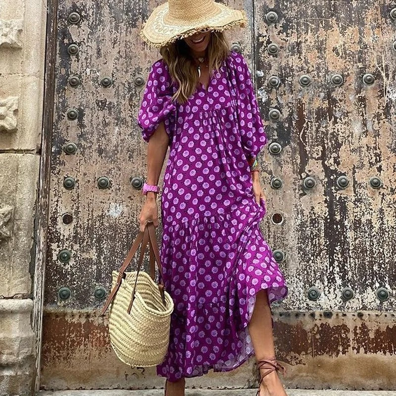 Women's Geometric Print Long Sleeve Dress