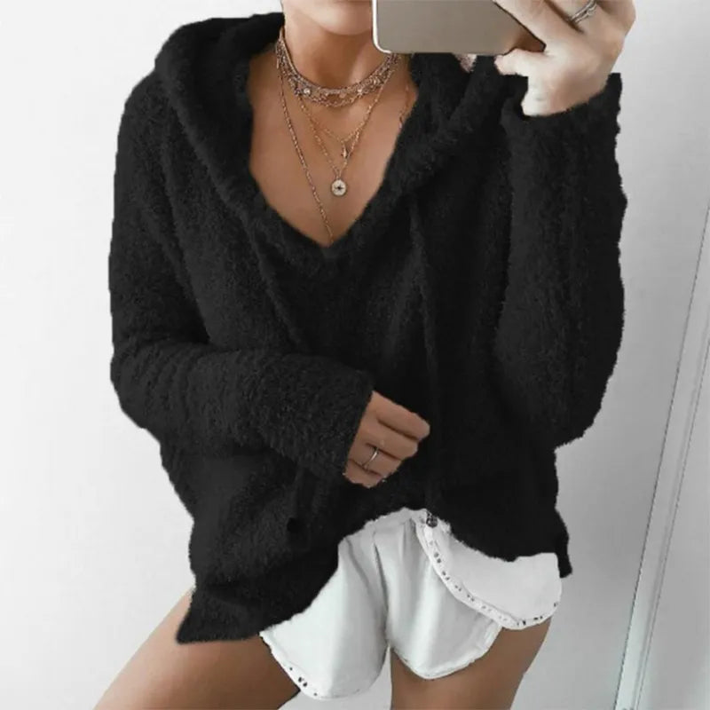 Women's cozy luxe fluffy hoodie