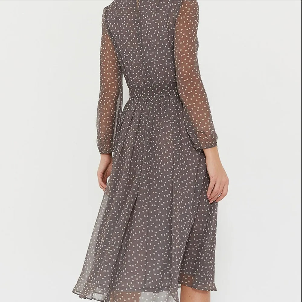 Women's A-Line Dress - Sheer 3/4 Sleeve - Midi Length - Lightweight Flowy Fit