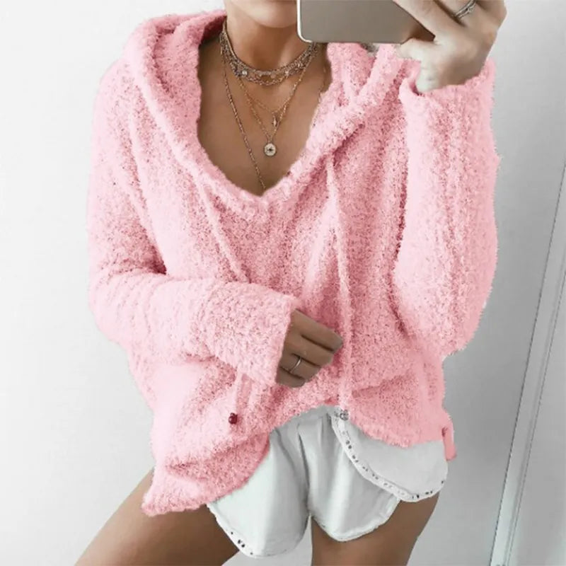 Women's cozy luxe fluffy hoodie