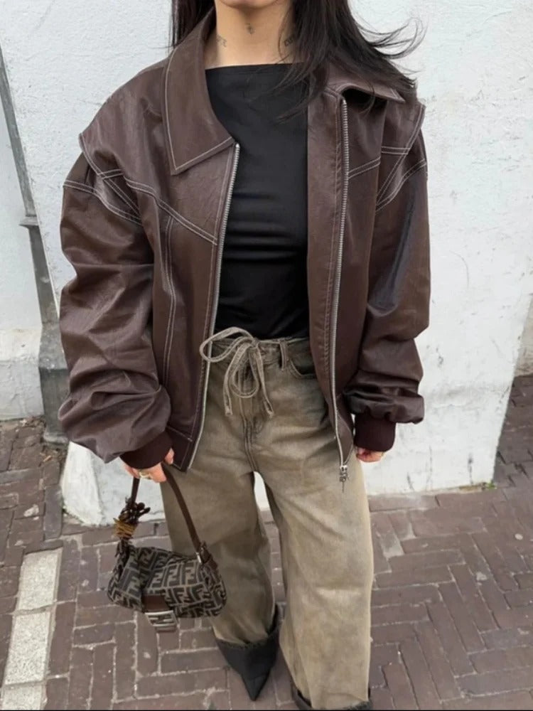 Women's Leather bomber jacket