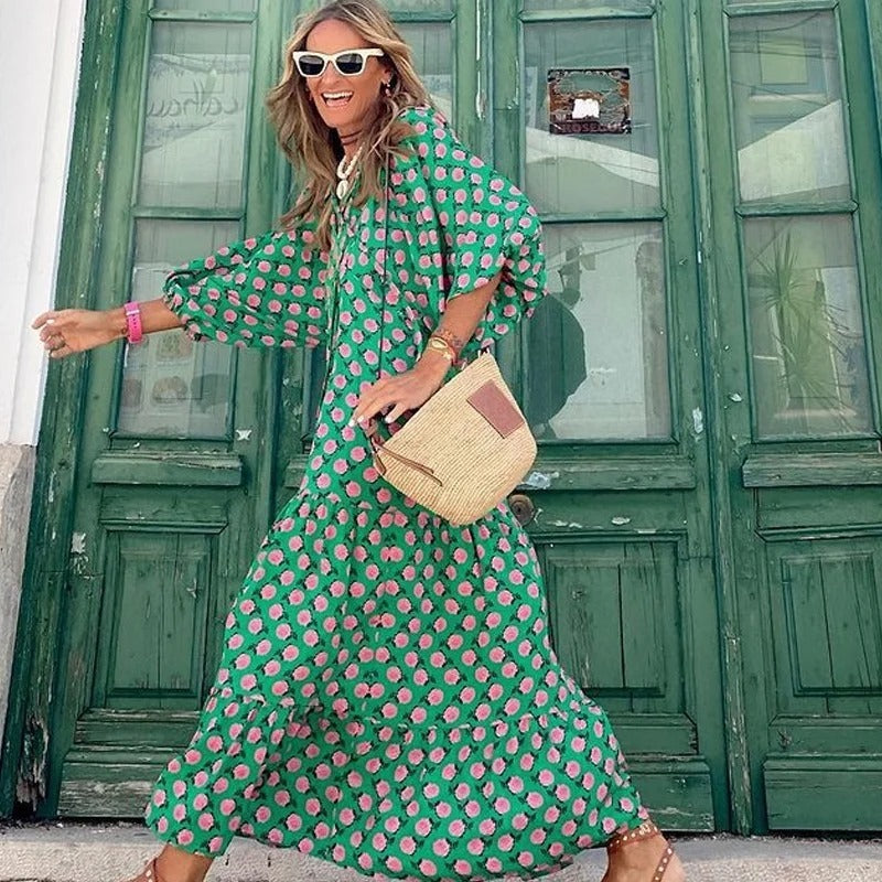 Women's Geometric Print Long Sleeve Dress