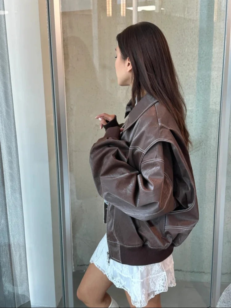 Women's Leather bomber jacket