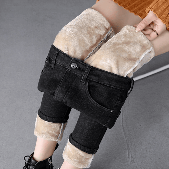 Women's korean style high waist thickened jeans