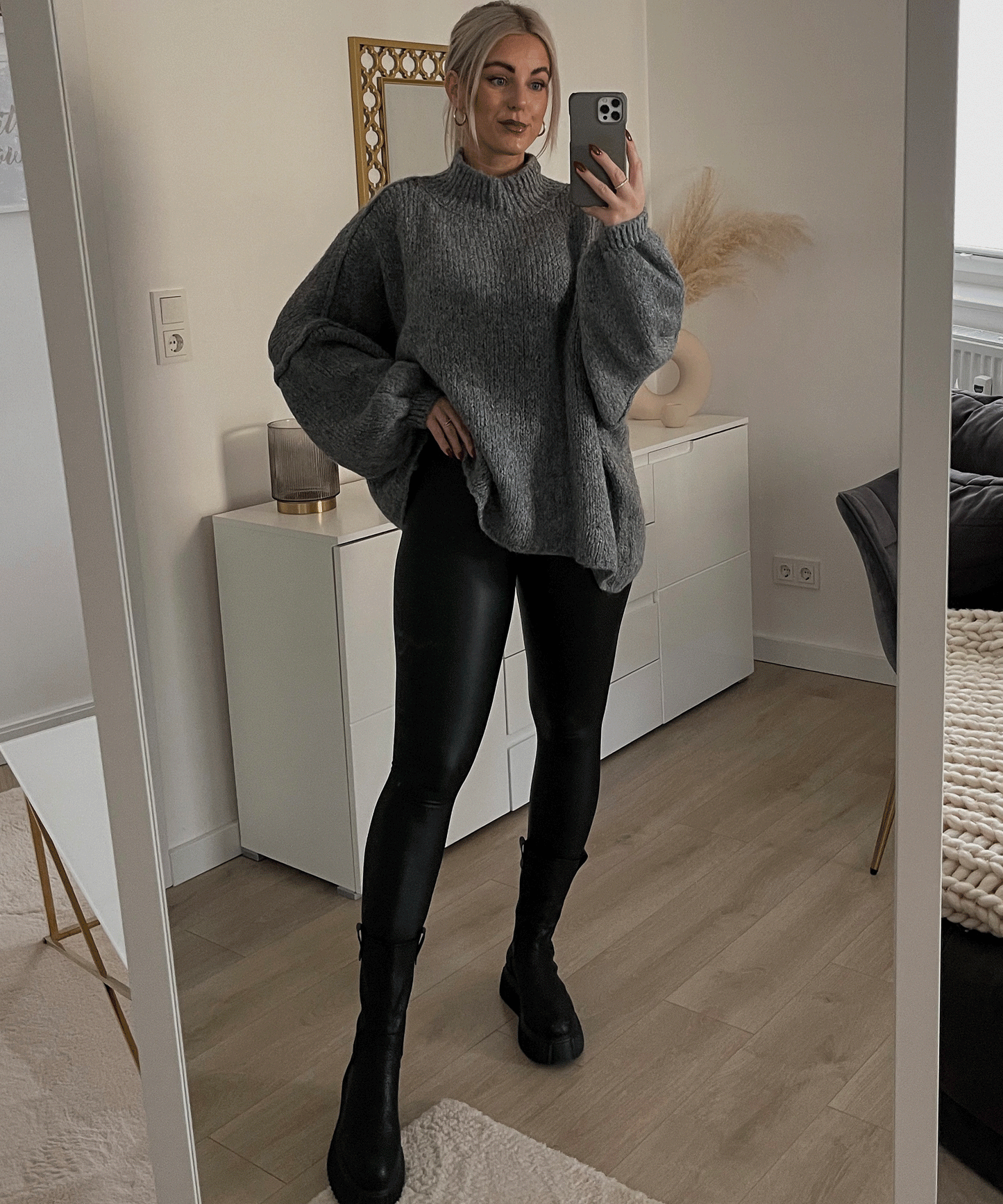 Women's dark gray pullover sweater