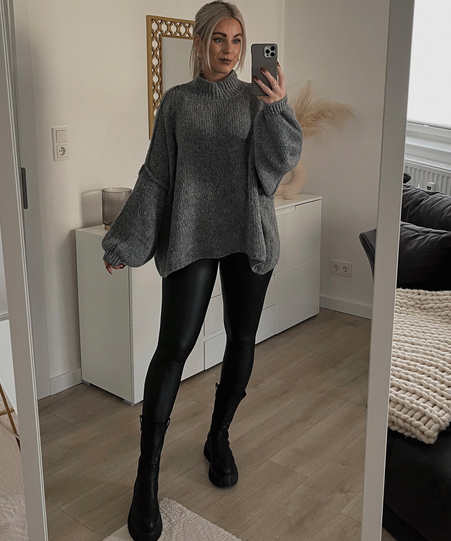 Women's dark gray pullover sweater