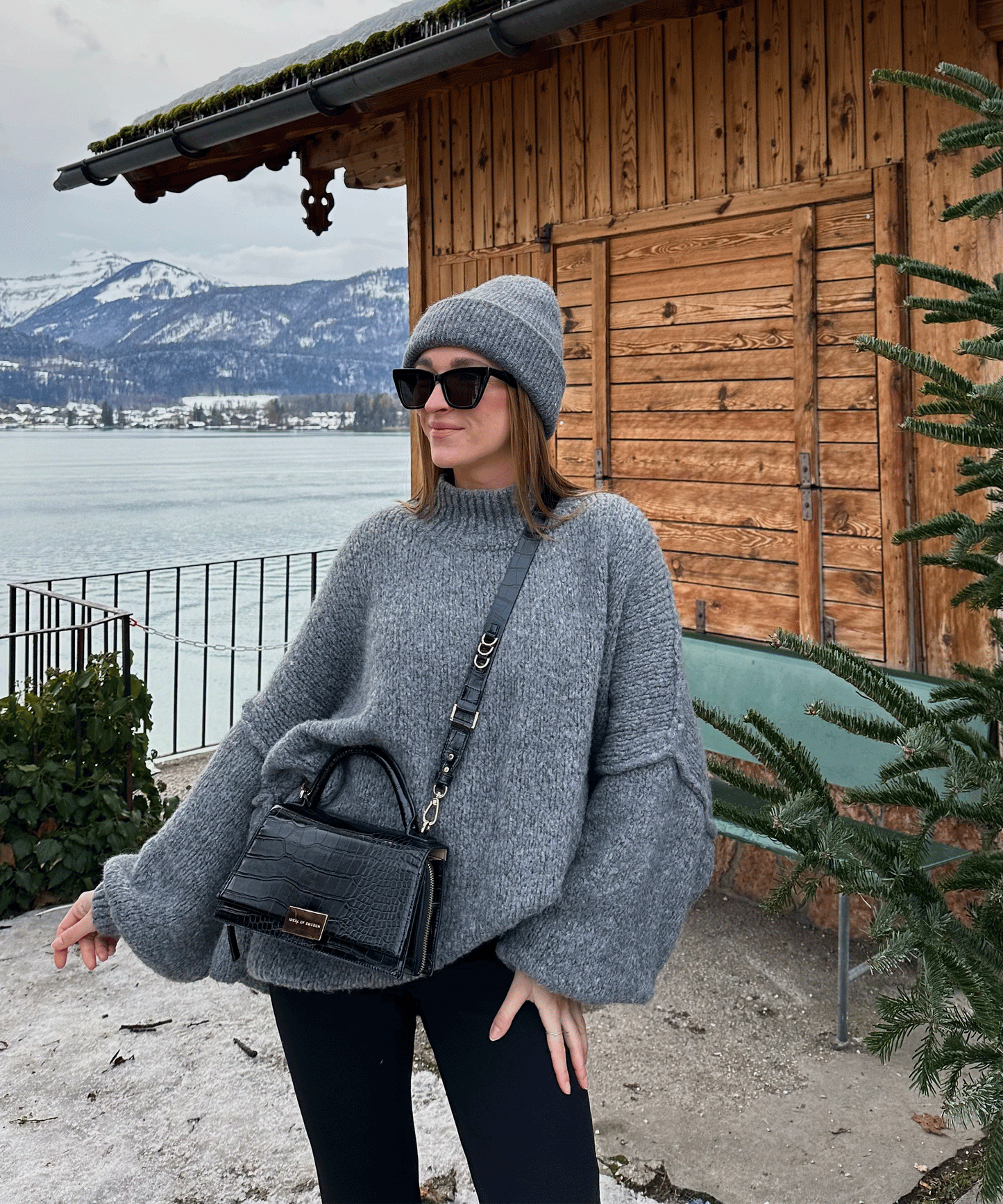 Women's dark gray pullover sweater