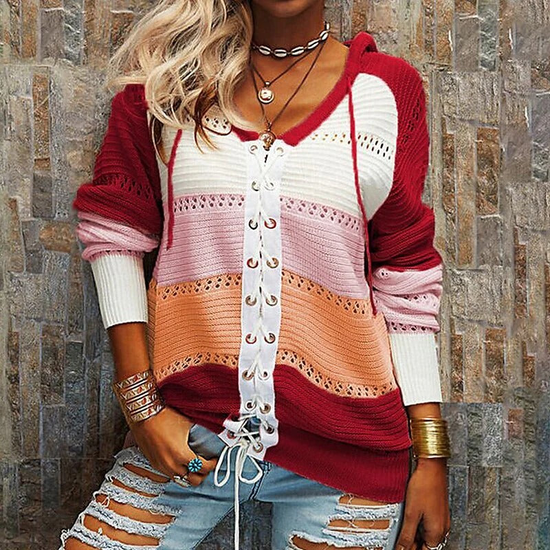 Women's contrast bandage cardigan