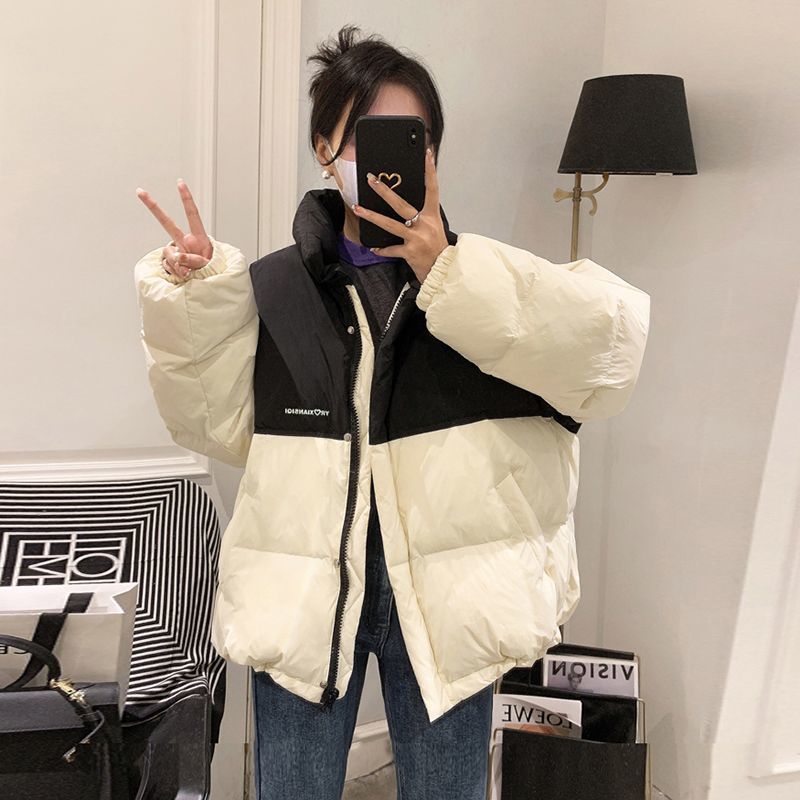 Women’s Puffer Jacket - Oversized Fit - Quilted Design - High Collar - Zipper Closure