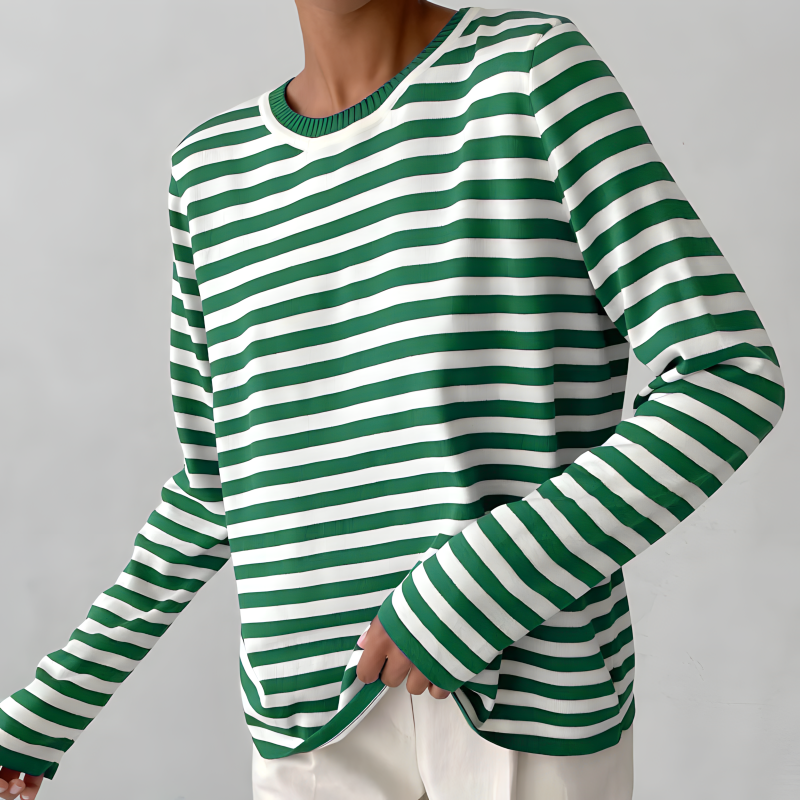 Women's round neck striped sweater