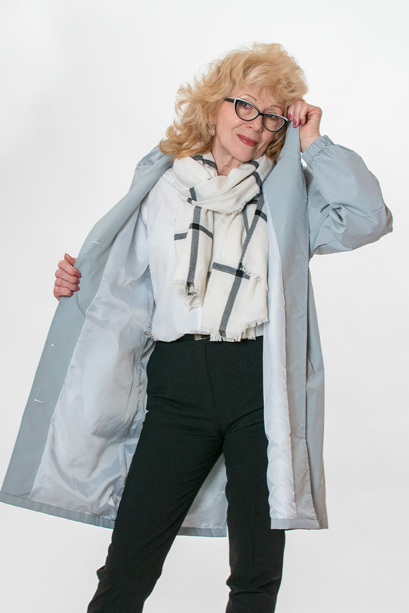 Women's casual mid-length hooded windbreaker jacket