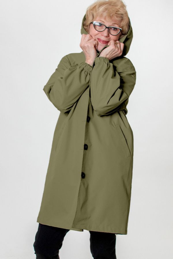 Women's casual mid-length hooded windbreaker jacket