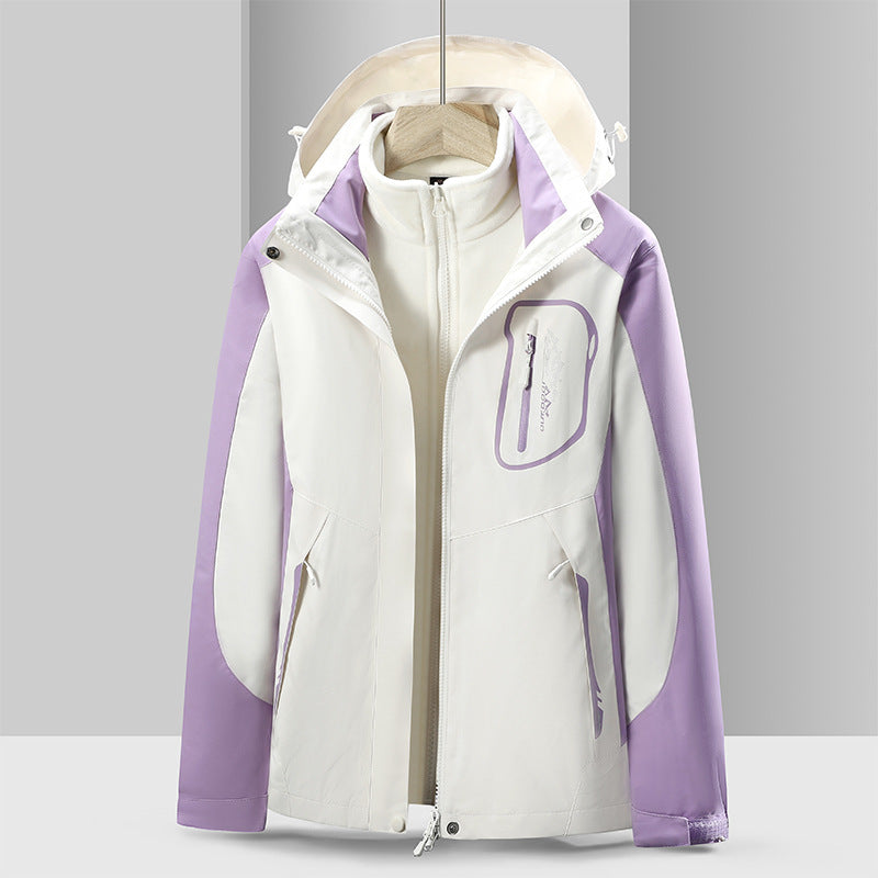 Women's waterproof windproof jacket with detachable fleece liner