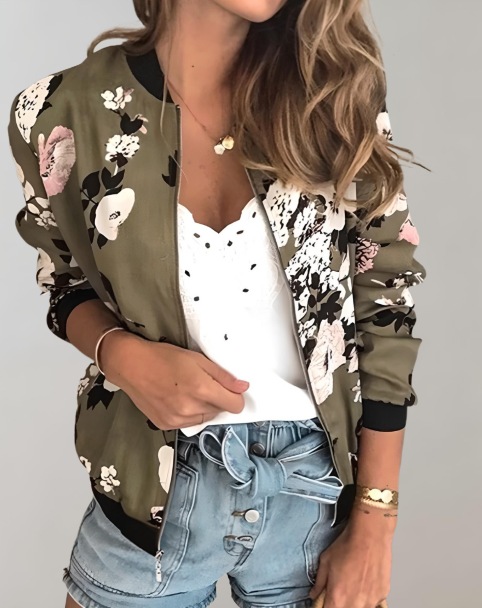 Floral Print Short Sleeve Jacket