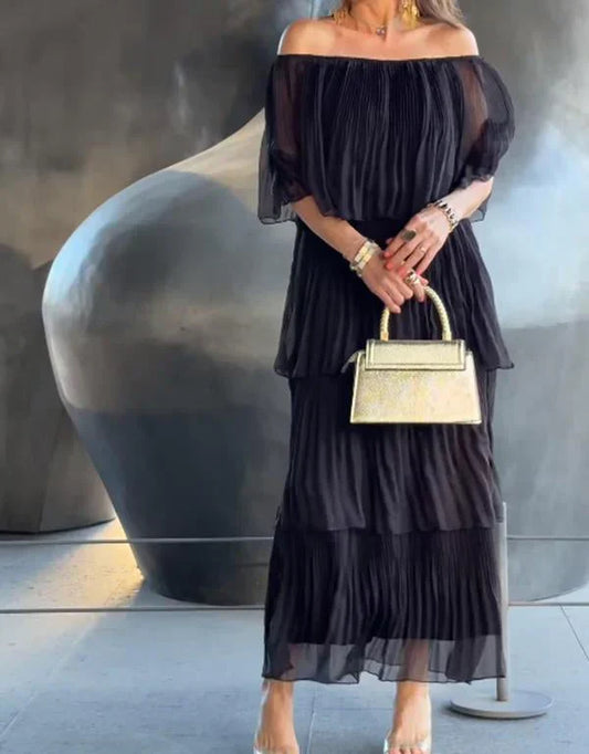 Elegant Chiffon Tiered Long Dress