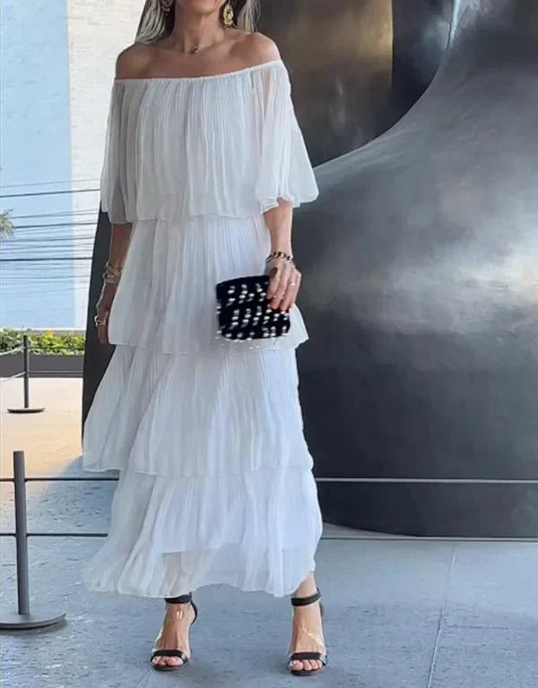 Elegant Chiffon Tiered Long Dress
