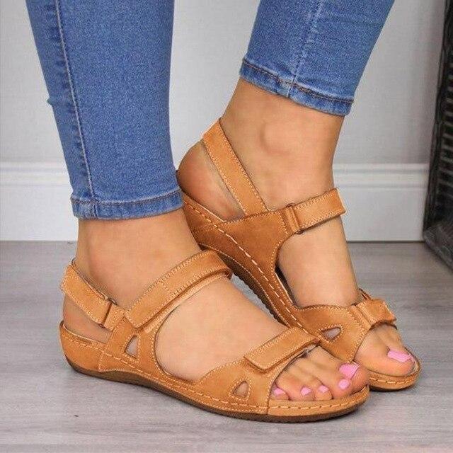 Women’s Flat Sandals – Adjustable Straps – Open Toe – Slip-Resistant Sole – Casual Fit