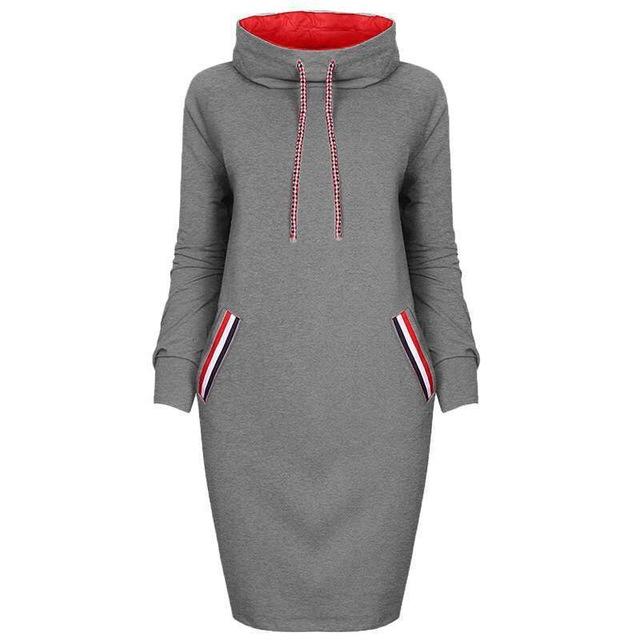 Women's long sleeve high collar sweater dress