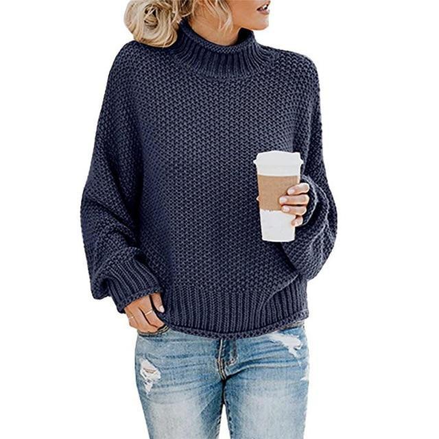 Knitted Solid Color Sweater