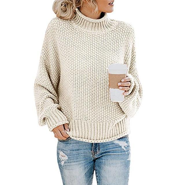 Knitted Solid Color Sweater
