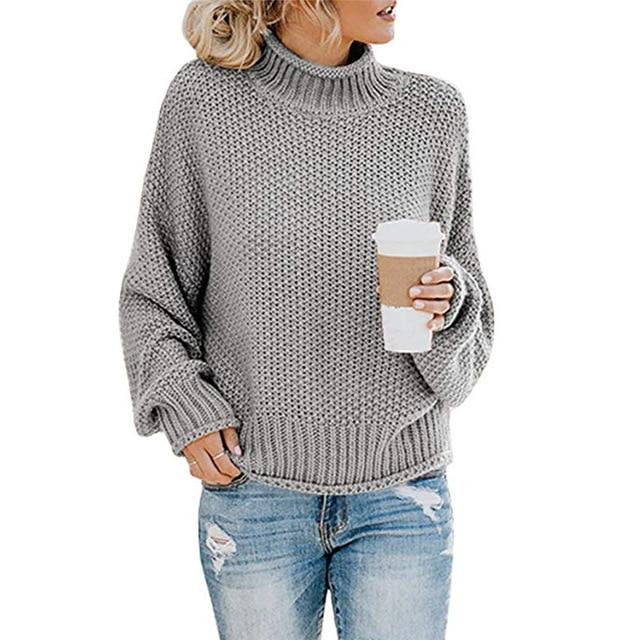 Knitted Solid Color Sweater