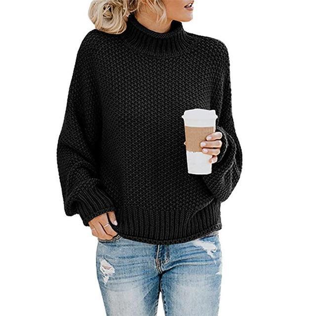 Women's solid color knitted sweater