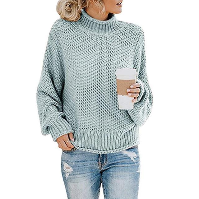 Knitted Solid Color Sweater