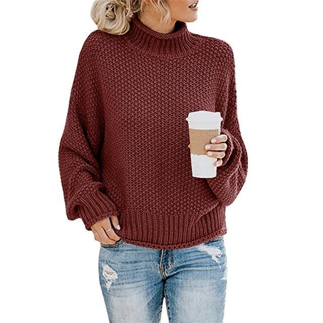 Knitted Solid Color Sweater