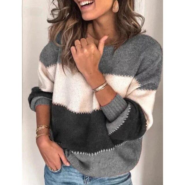 Women's long sleeve striped sweater