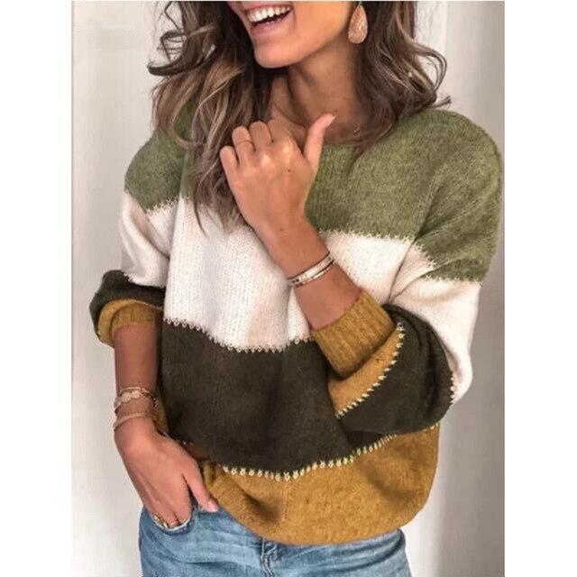 Women's long sleeve striped sweater