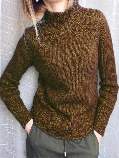 Women's solid color cable knit sweater