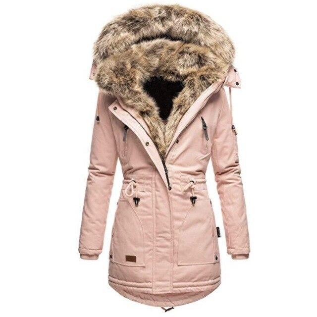 Women's zipper long sleeve slim hooded coat
