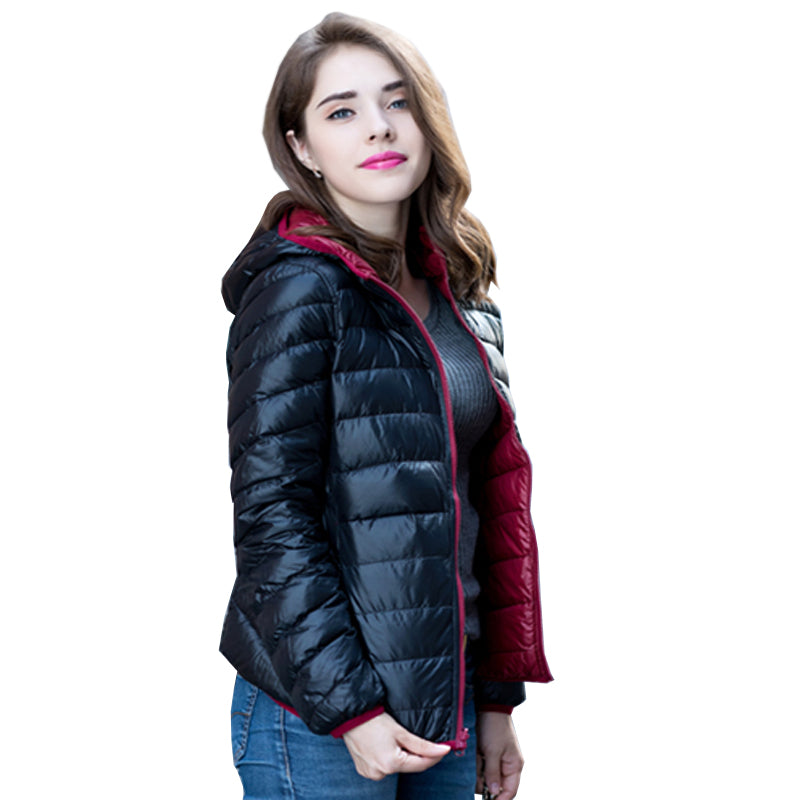 Women's ultra-light reversible down jacket