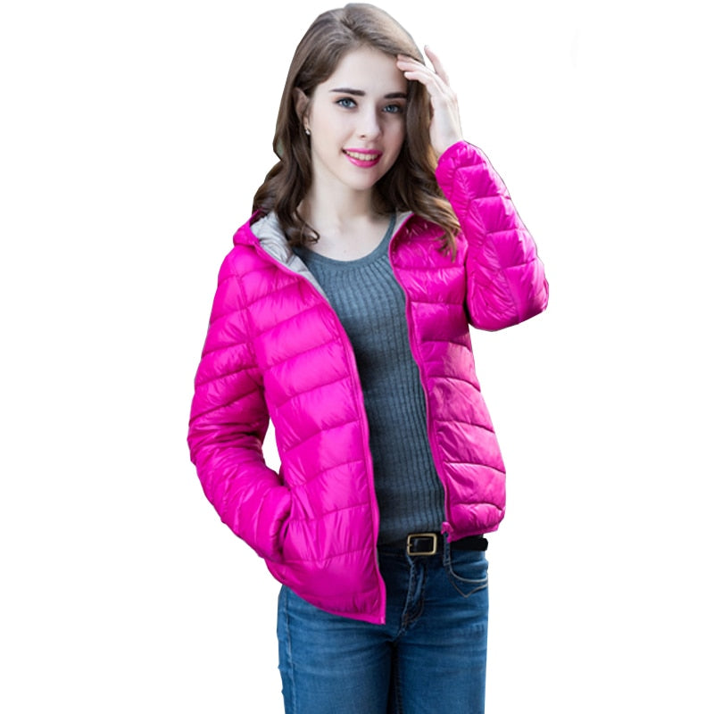 Women's ultra-light reversible down jacket
