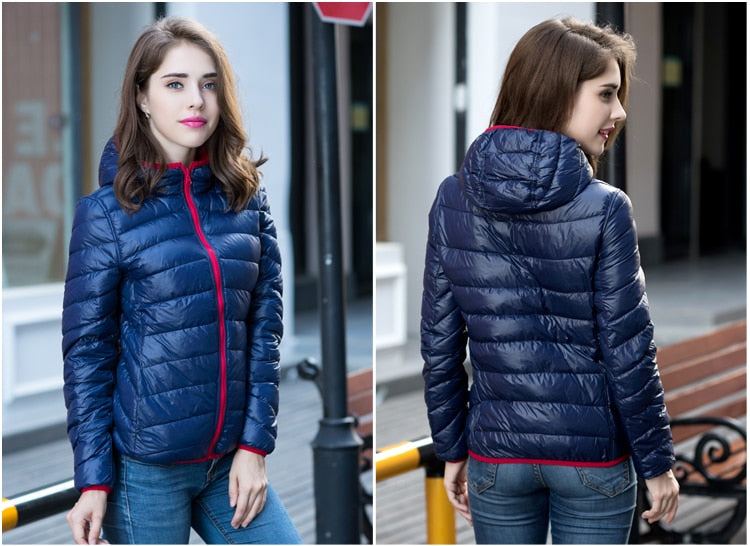 Women's ultra-light reversible down jacket