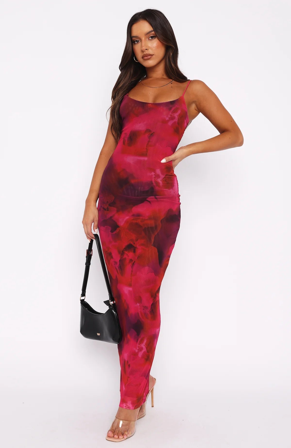 Women’s Maxi Dress – Slim Fit – Spaghetti Straps – Floral Print – Lightweight Fabric