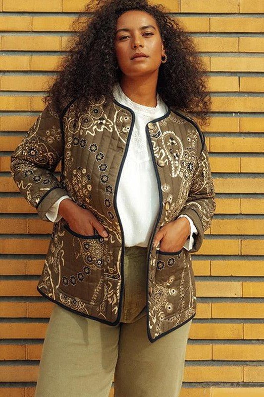 Women’s Jacket – Relaxed Fit – Floral Printed – Long Sleeve Casual Layering Piece
