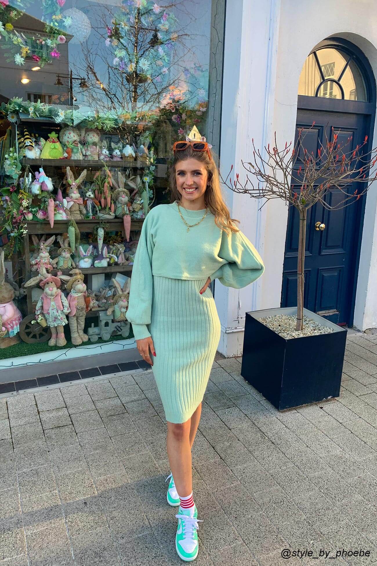 Rowea - ribbed long-sleeve two-piece dress set