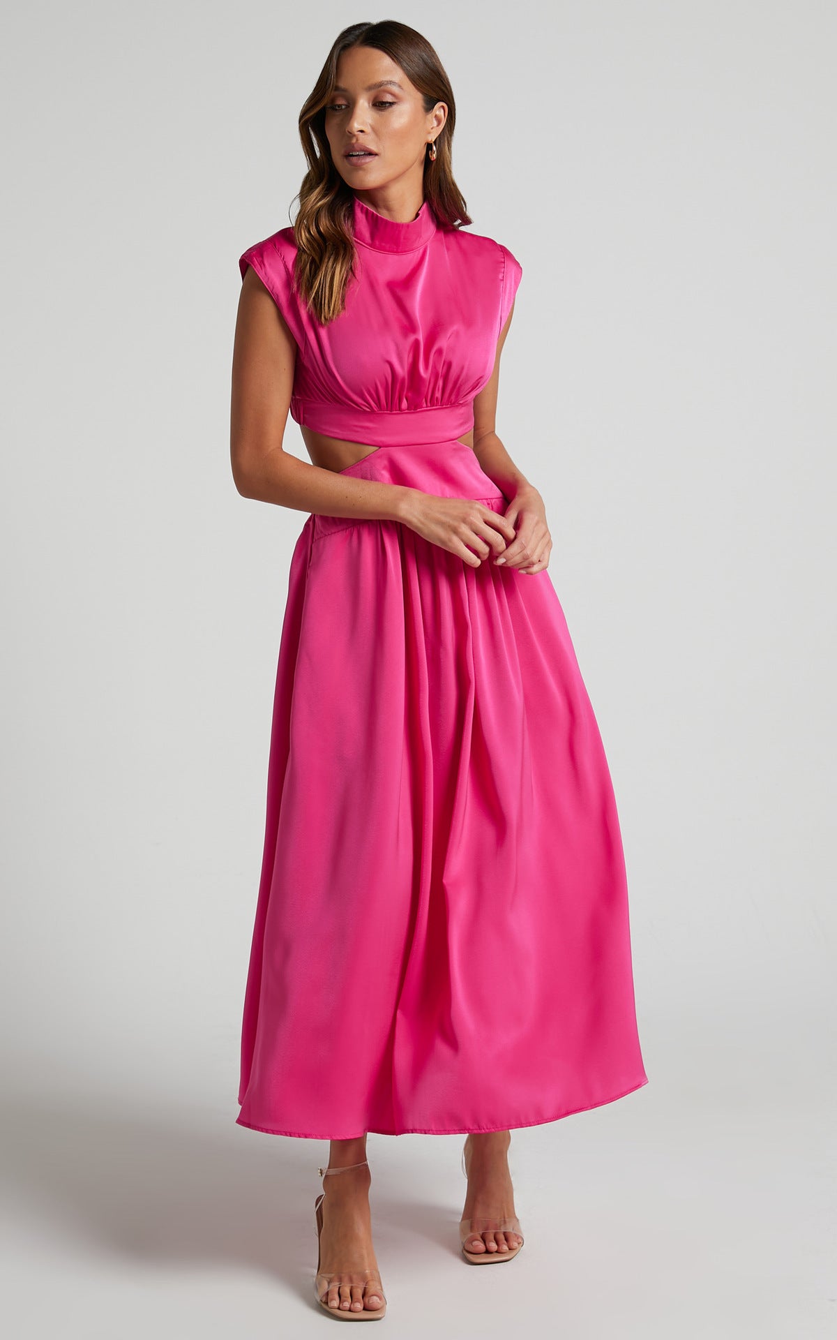 Long Dress with Mock Neck and Cut-Out Details