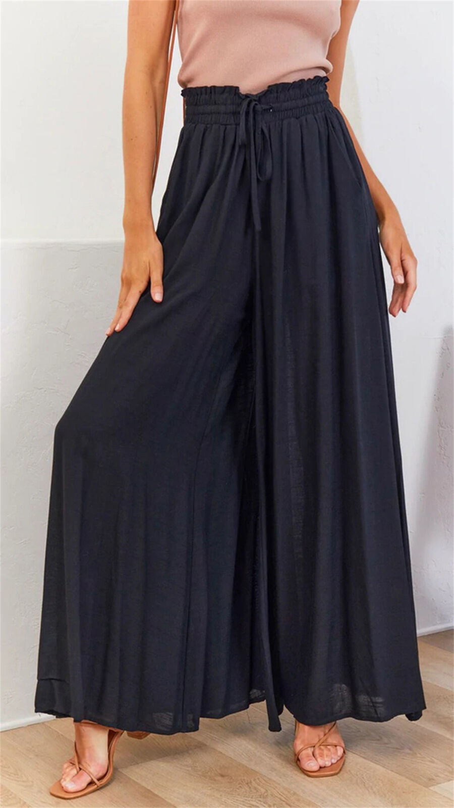 Women's high-waisted wide-leg trousers