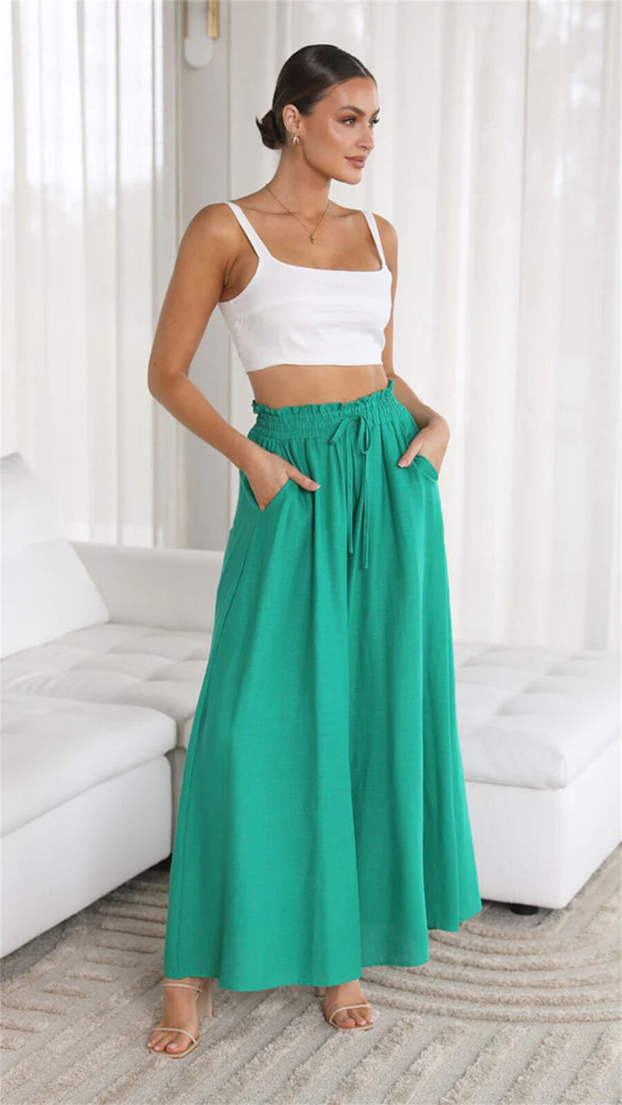 Women's drawstring colored designs trousers