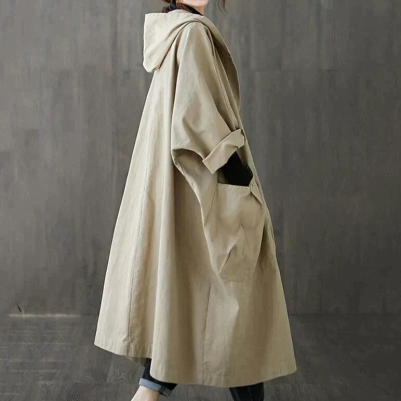 Twinkle - loose over-the-knee hooded jacket with large pockets