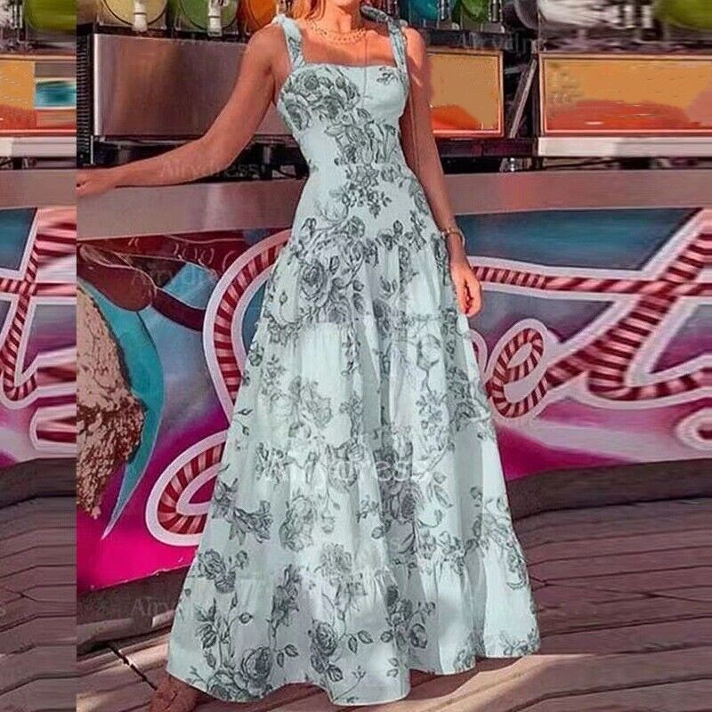 Floral Print Maxi Dress for Women - Lightweight Flowy Summer Outfit