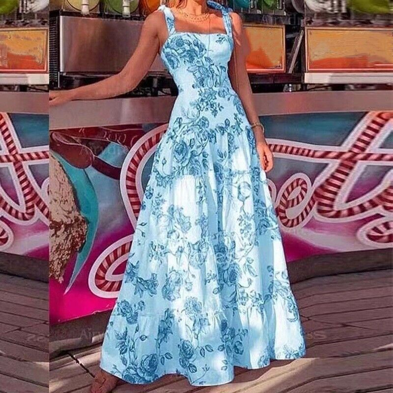 Floral Print Maxi Dress for Women - Lightweight Flowy Summer Outfit