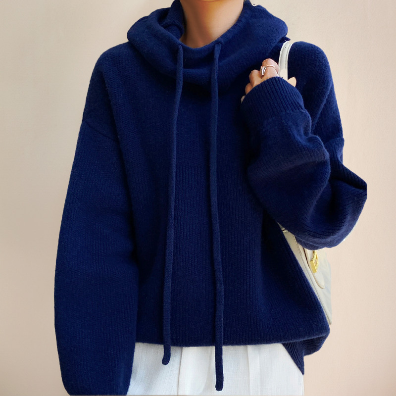 Women's thick warm high-neck hoodie sweater