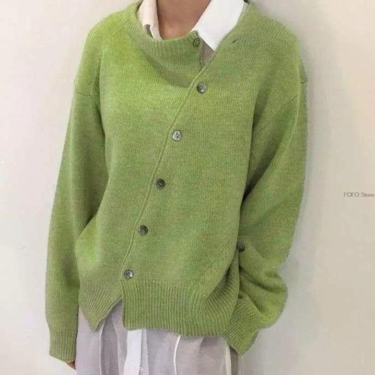 Irregular design sweater cardigan for women