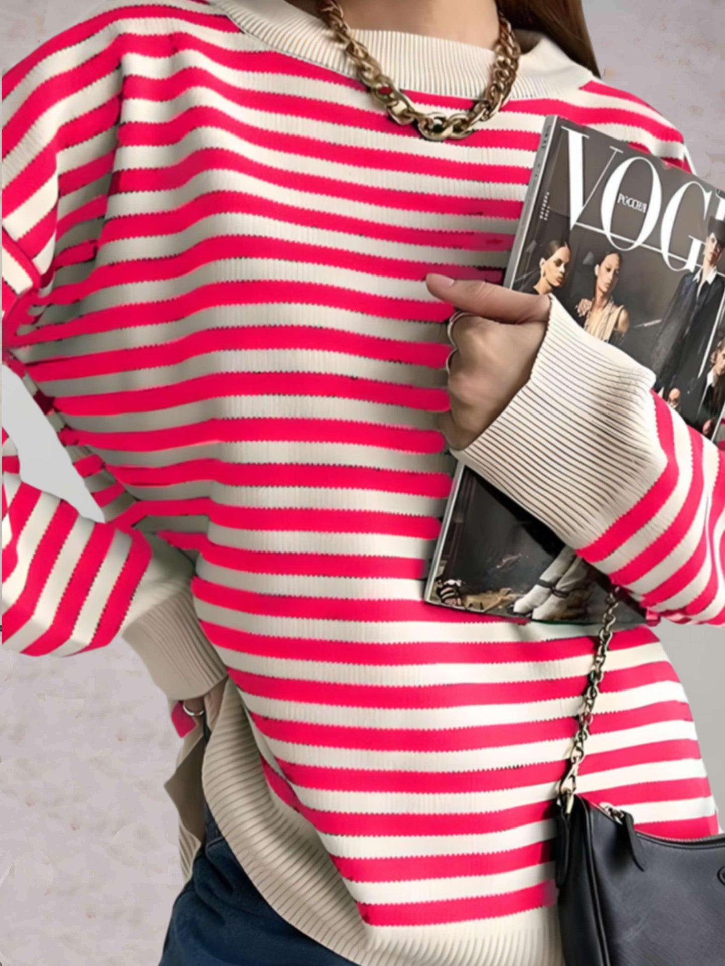 Women’s trendy oversized sweater with round neck